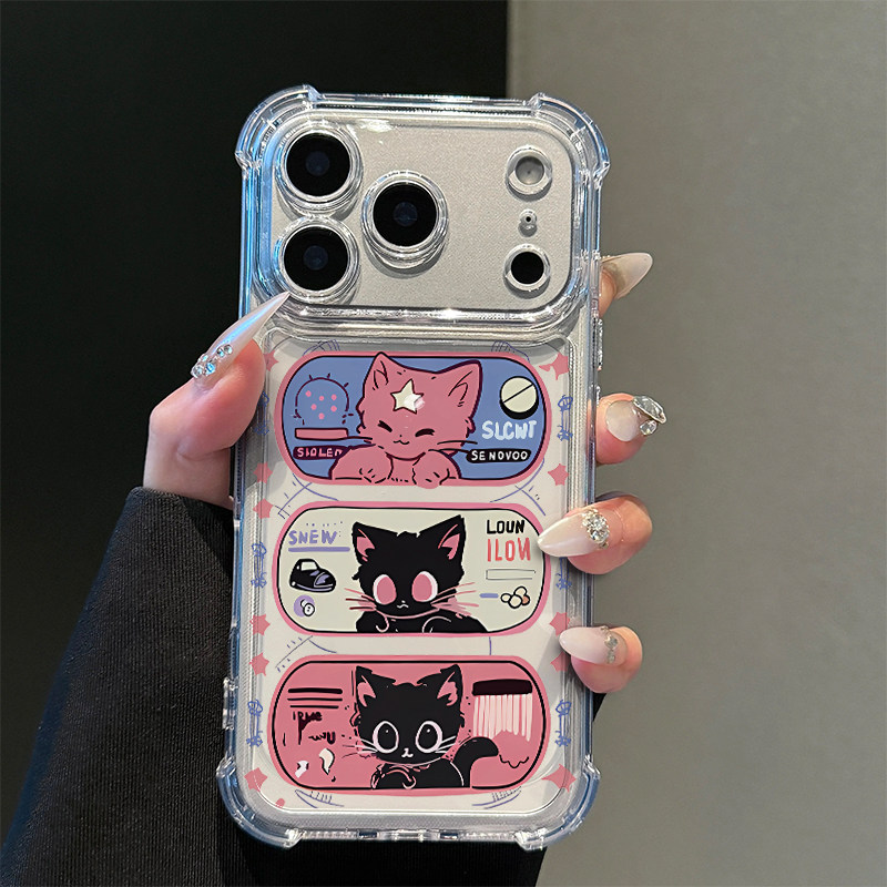 可爱网红猫咪适用iPhone17promax苹果16pro手机壳华为Mate70新款透明气囊壳vivox300荣耀400防摔小米17Pro软