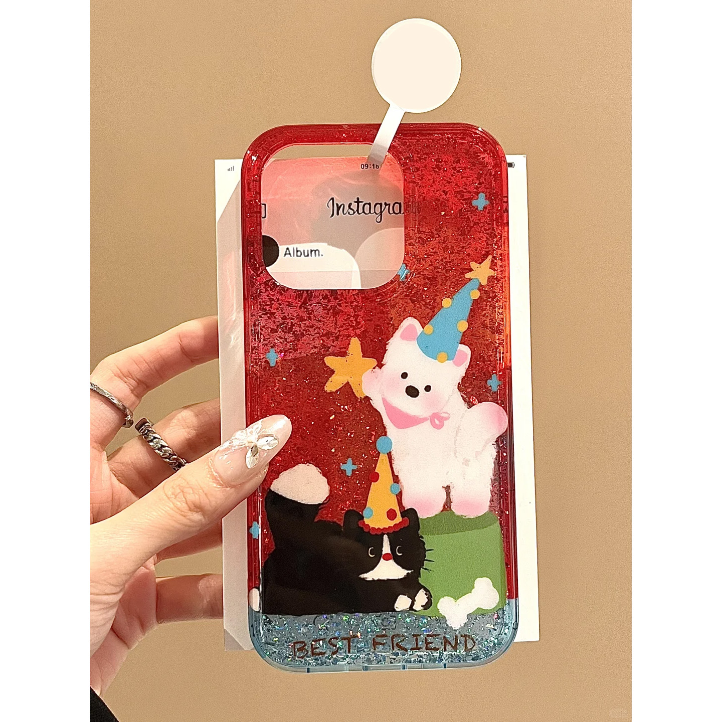 buling闪粉壳西高地小黑猫高帽适用苹果16promax手机壳iPhone15新款16保护套7/7plus网红超火女款14全包防摔