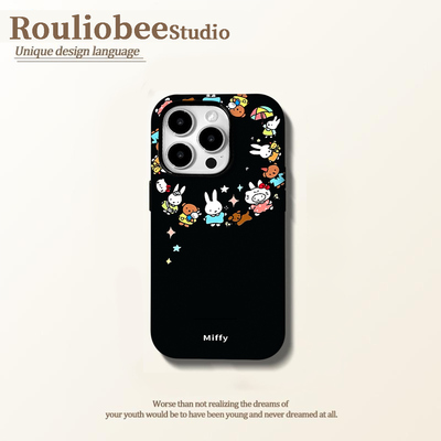 可爱米菲兔框框适用苹果15手机壳iPhone16promax创意华为mate70荣耀vivox300个性小米菲林二合一防摔OPPO13套