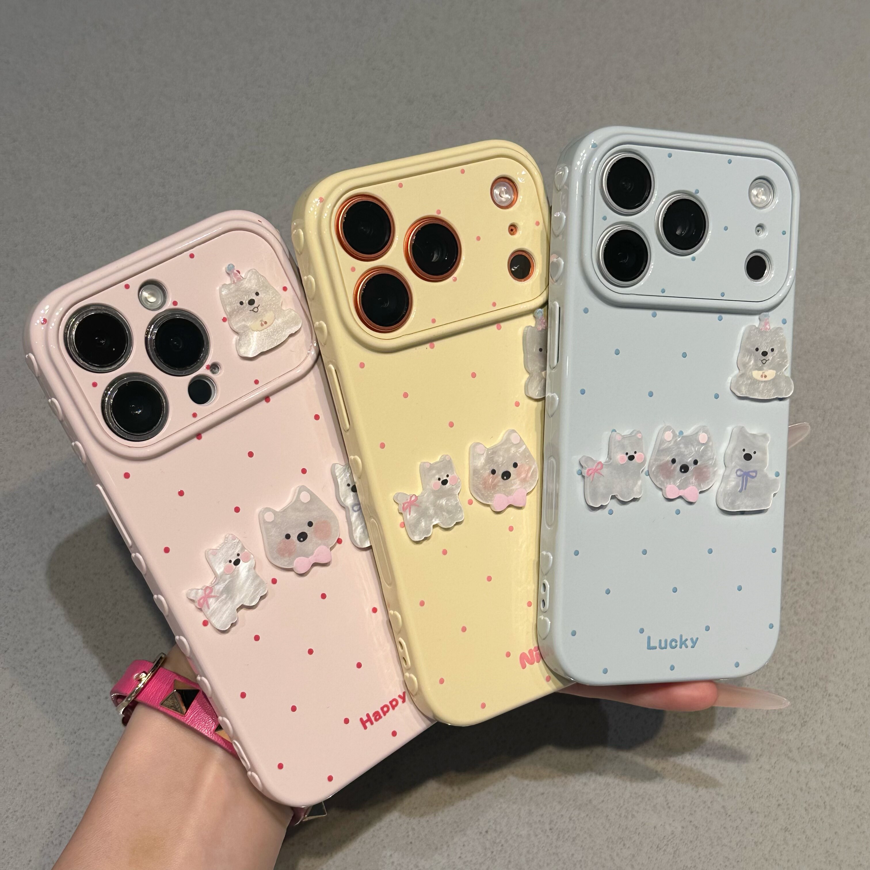 lucky波点侧面爱心适用苹果16pro手机壳17promax简约高级感iPhone13/14直边12pro防摔11pm保护套纯色全包男女