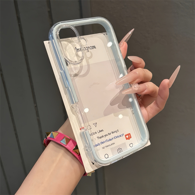 抖音爆款ins风彩色边框简约透明背板适用16promax手机壳iPhone15新款14pro13高级时尚15pro网红超火16pro全包