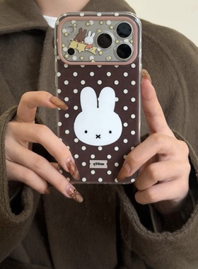 韩系波点米菲兔适用苹果17promax手机壳iphone16pro新款奶油IMD壳华为mate70软OPPOReno13vivox200小米17pro