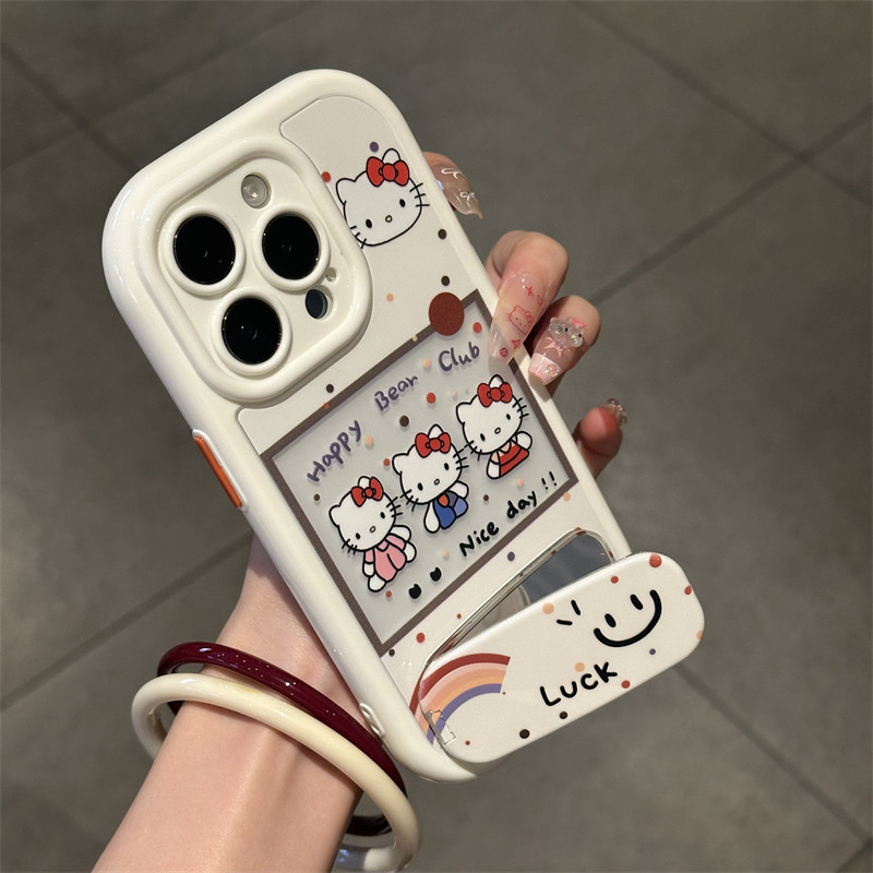 笑脸凯蒂猫适用苹果17promax手机壳iphone16新款镜面支架华为mate70奶油壳白色荣耀vivox200小米15OPPO防摔套,3C数码配件,手机保护套/壳,淘宝优惠券,粉丝福利购,淘宝优惠卷