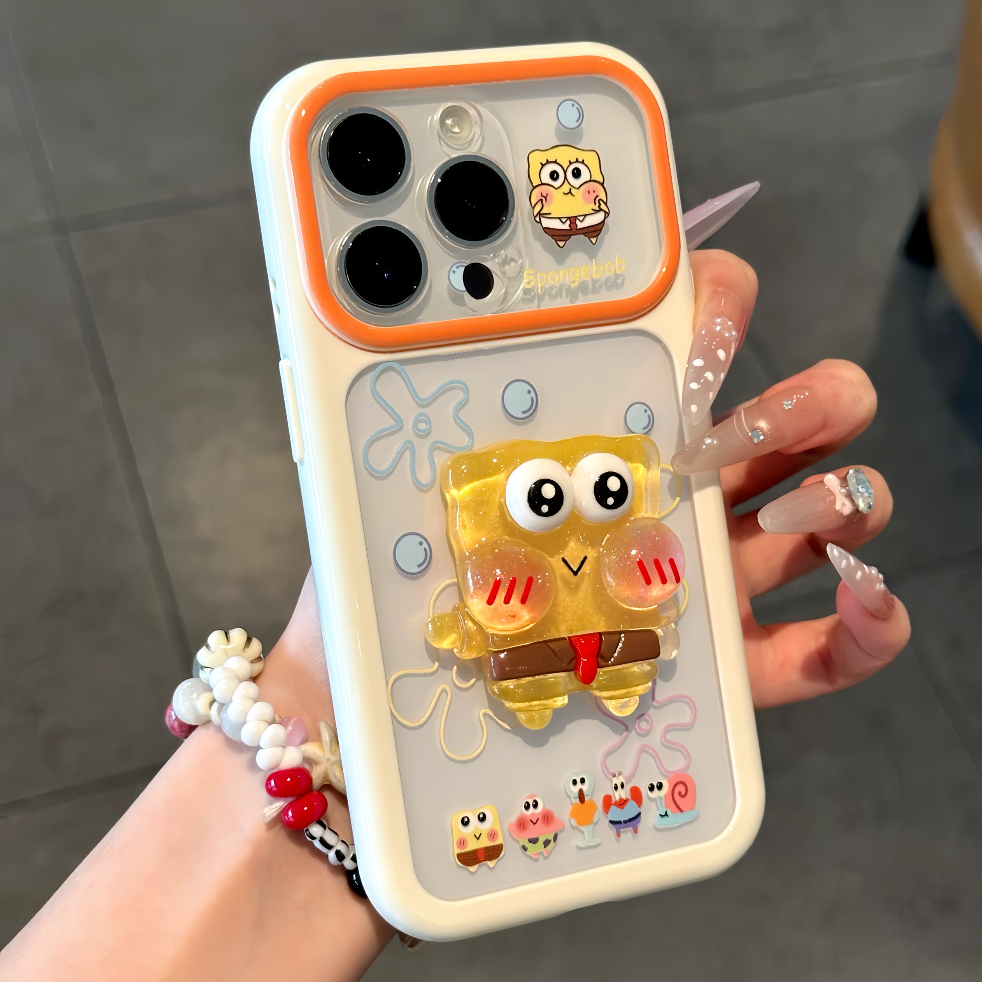 可爱海绵宝宝适用苹果17promax立体贴件手机壳iphone16pro新款星空壳vivoS50华为mate80防摔小米17pro手机套