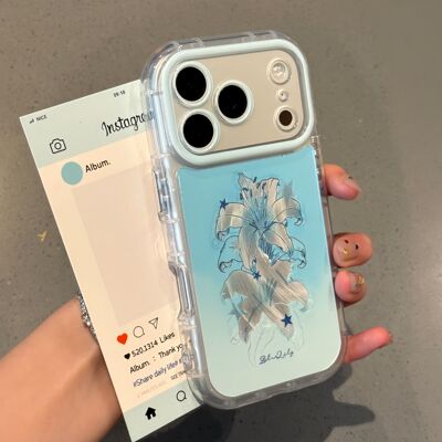ins晕染百合花适用iPhone17promax手机壳16pr防摔华为Pura80新款泡芙羽纱vivox300防摔小米17pro软OPPOReno14