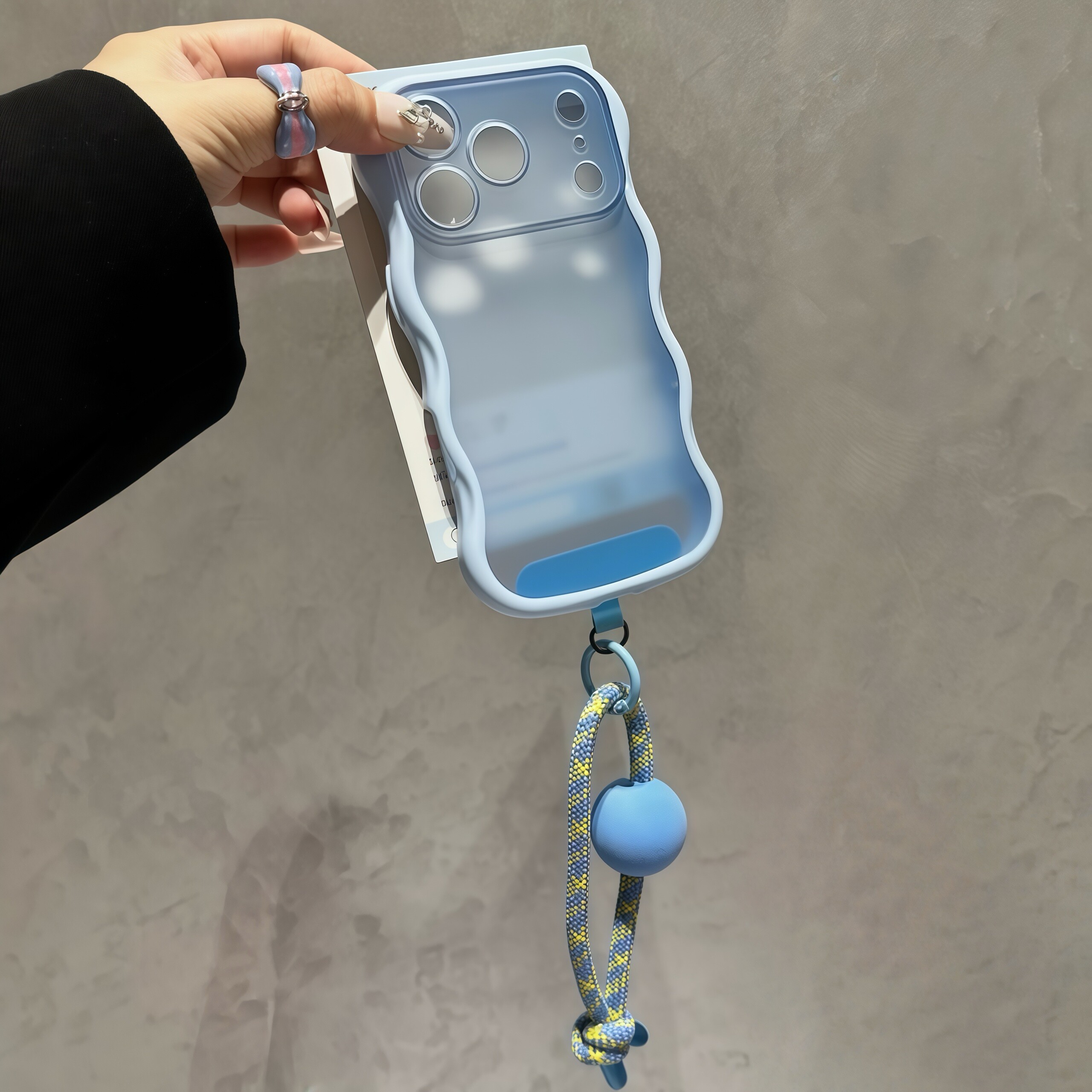 多巴胺元气大波浪磨砂透色适用苹果17Promax圆球扣绳手机壳iphone16pro新款17小众创意15pm男女款17pro手机套