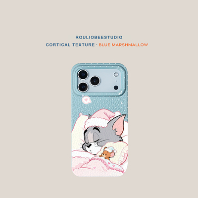 晚安猫和老鼠适用iPhone17promax苹果16pro手机壳华为Mate80新款高颜值皮纹荣耀500多色vivox300小米17Pro软