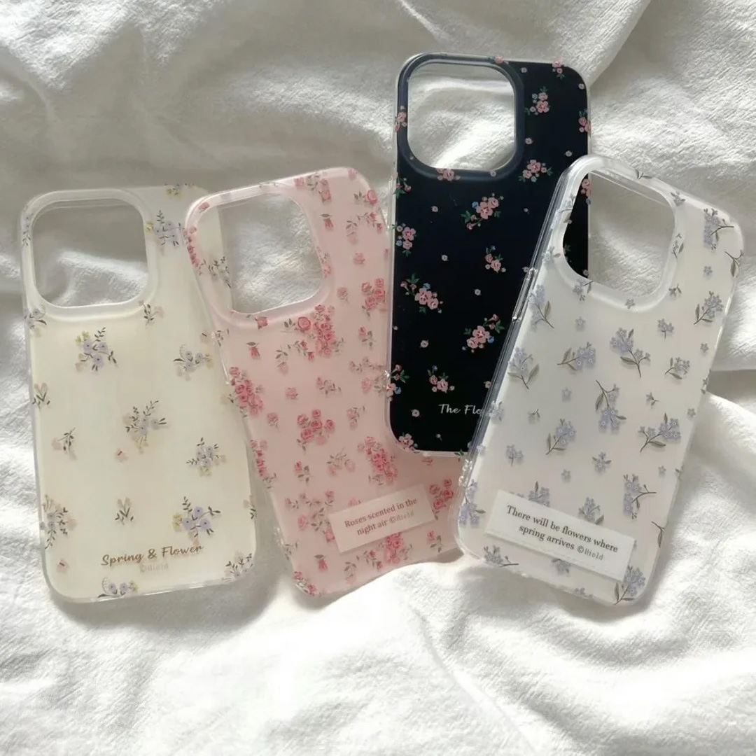 ins风温柔小清新白色碎花适用于苹果16ProMax手机壳iPhone15Pro小众14plus卡通13/14少女心11高级感12简约15