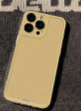 黄底小圆点适用苹果15手机壳16Pro卡通vivox100透明红米note13防摔小米14一加套华为pura70荣耀200硅胶OPPO软