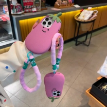 立体jellycat紫色茄子大雪梨适用iphone16手提绳手机壳苹果15硅胶14全包13防摔13pro软14pro女15promax网红16