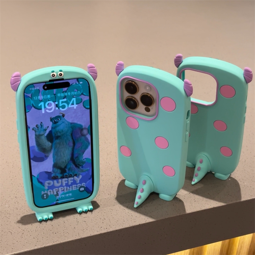 立体绿毛波点小怪兽适用苹果17promax手机壳iphone16新款12硅胶支架15女13可爱14pro个性创意13pro防摔全包软