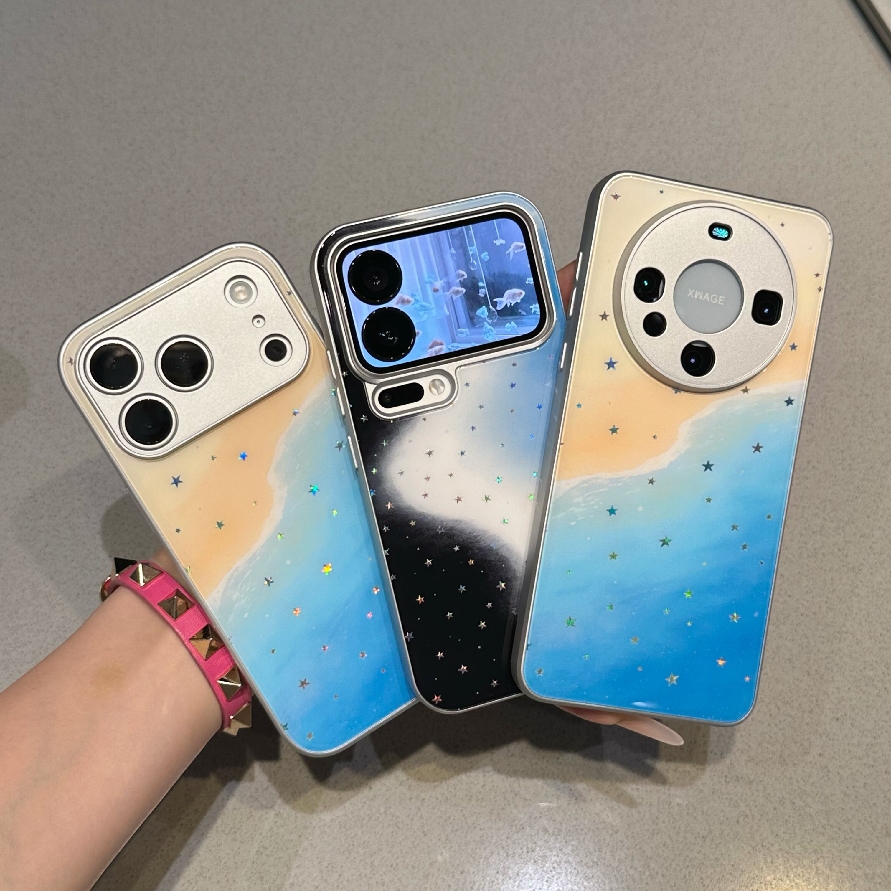 ins星空沙滩适用苹果17promax手机壳新款碳纤维肤感银iPhone16pro华为mate70保护套小米17pro防摔vivox300软
