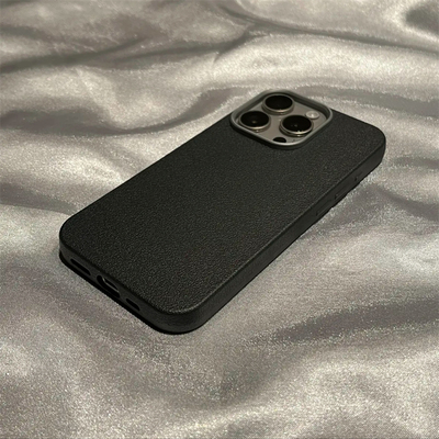 秋冬美拉德简约磨砂素皮纹适用苹果13手机壳黑色iPhone15promax全包14防摔16软硅胶12男女11保护套16Plus情侣