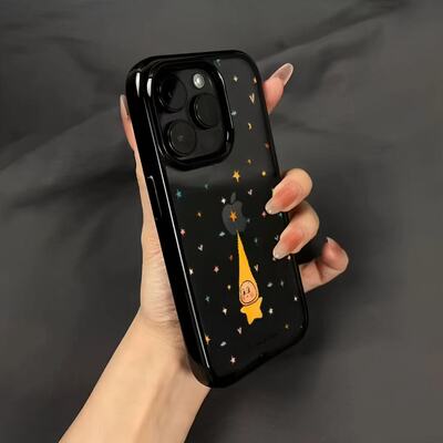 许愿星星人适用苹果17promax手机壳iphone16promax可爱15pro新款16e彩色软边亚克力14防摔15plus超火17air软