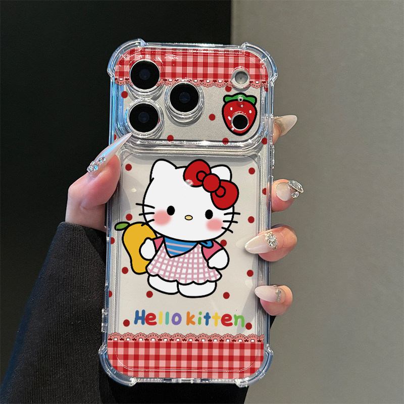 可爱芒果小猫适用iPhone17promax苹果16pro手机壳华为Mate80/70新款透明气囊壳vivox300防摔小米17Pro手机套