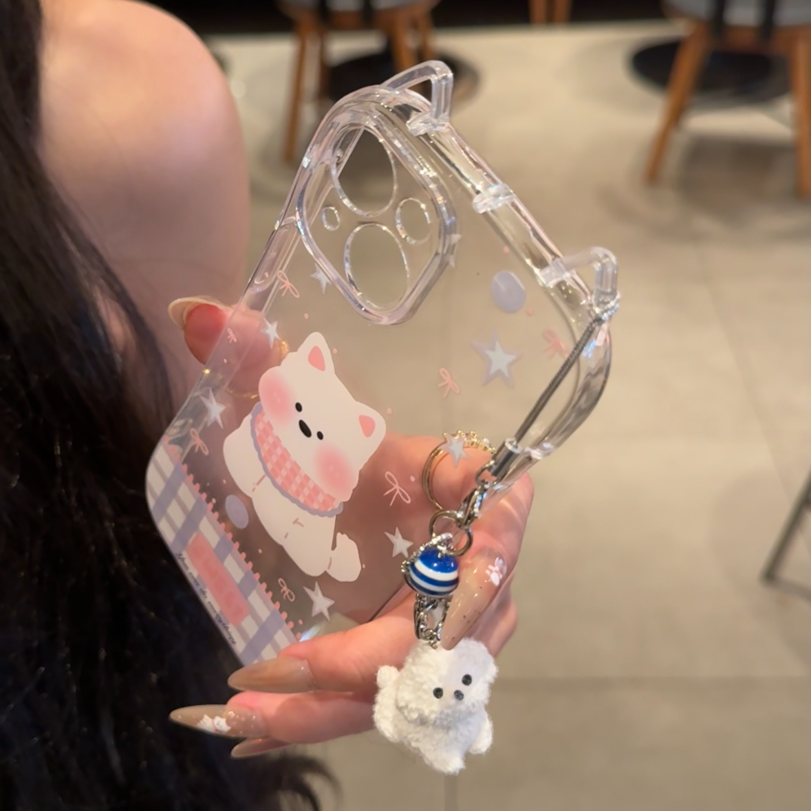 星星小狗挂件立体猫耳朵适用iPhone16promax手机壳苹果15pro防摔可爱卡通14plus趣味网红13por女12软套xs/xr