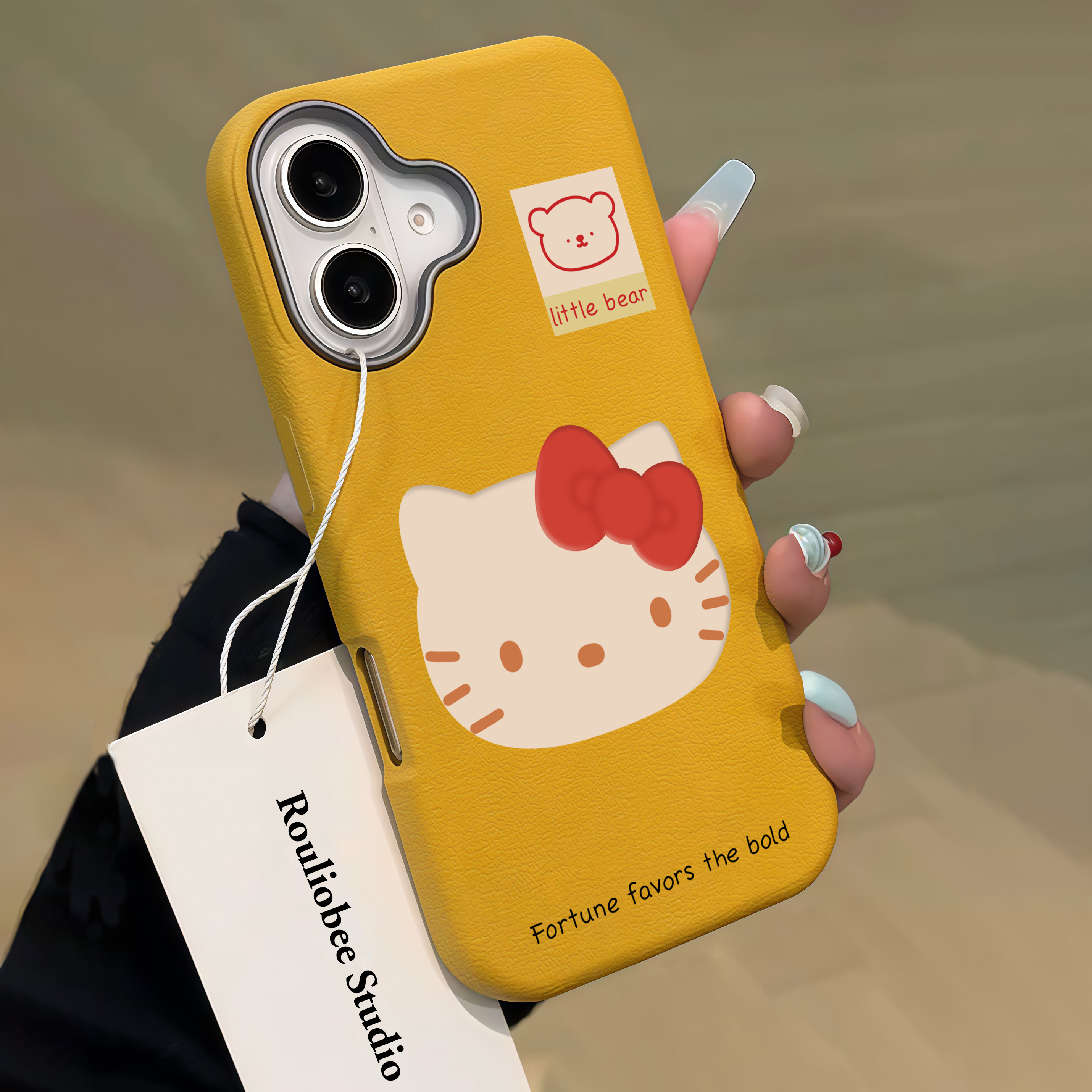 韩系ins简约头像Kitty姜黄色适用苹果16promax手机壳iPhone15女新款14网红16个性15Pro防摔14pro保护套13/12