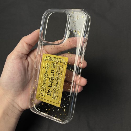 抖音同款金箔滴胶日进斗金适用苹果16promax手机壳iPhone14新款15保护套13女款12全包防摔17pro透明11情侣16P