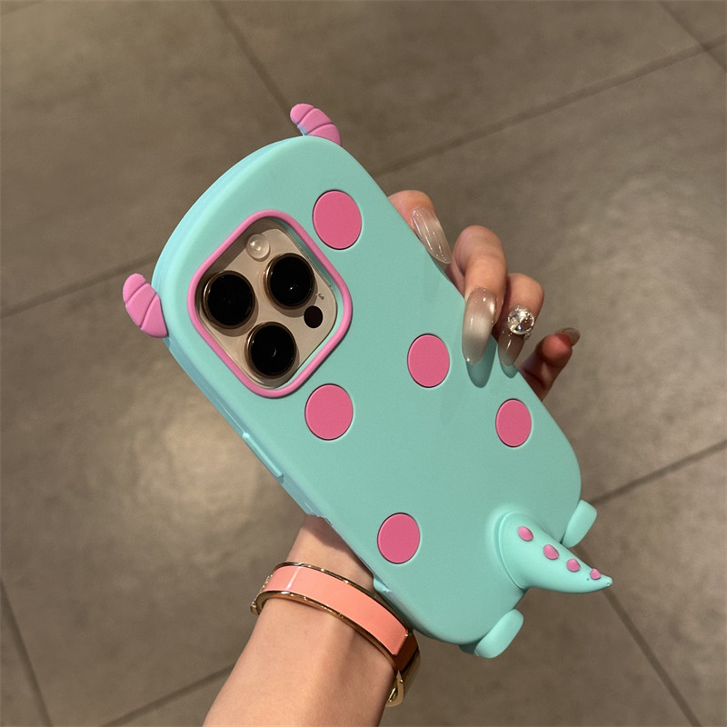 牛角怪蓝毛小怪兽适用苹果16Pro手机壳iPhone15ProMax全包防摔14/13Pro立体网红新款女17卡通可爱软硅胶超火
