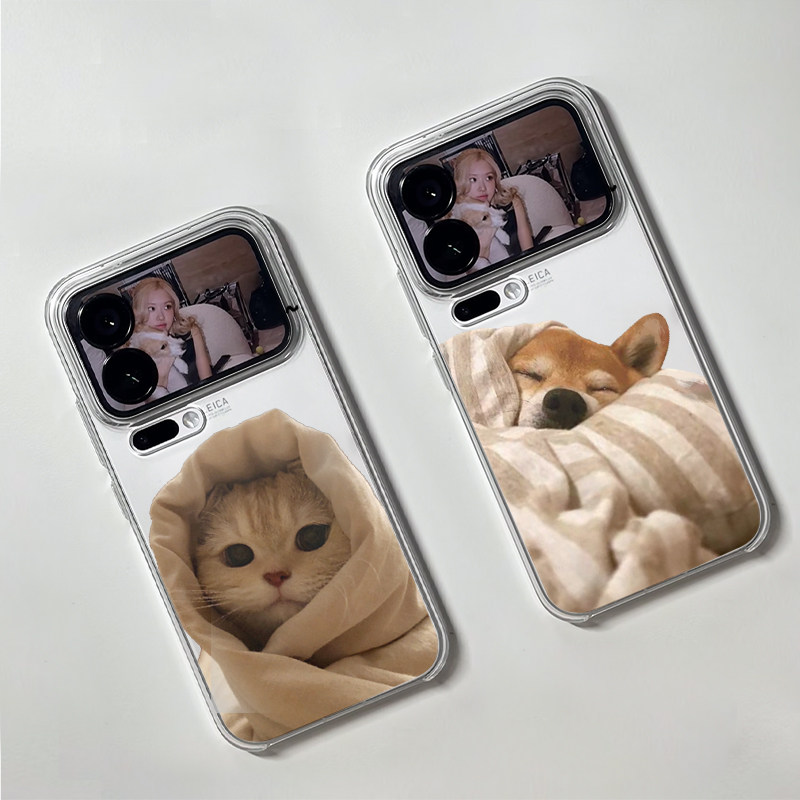 睡觉小狗小猫适用苹果17promax手机壳iPhone16pro太空壳华为Mate70荣耀300vivox200小米15硅胶OPPOReno13软壳