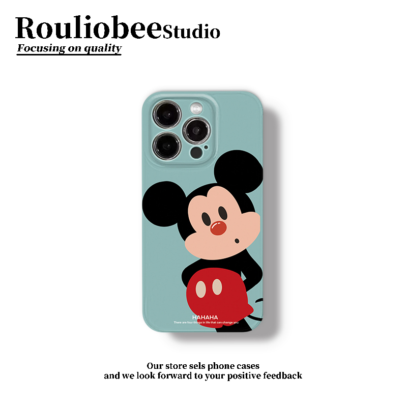 蓝色米奇适用苹果15promax手机壳16pro华为mate60新款pura70菲林壳OPPOReno12/vivos19x100网红超火小米14套