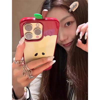 创意个性红苹果核适用iphone16手机壳15promax新款女14网红超火软壳13/14防摔保护套15超好看16pro趣味小众套