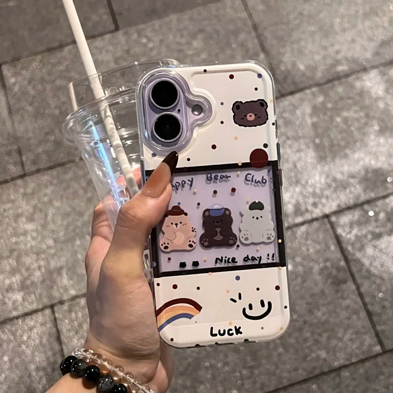 可爱相框波点熊适用苹果17promax手机壳iPhone16pro太空壳华为Mate70荣耀300vivox200小米15硅胶OPPOReno13软