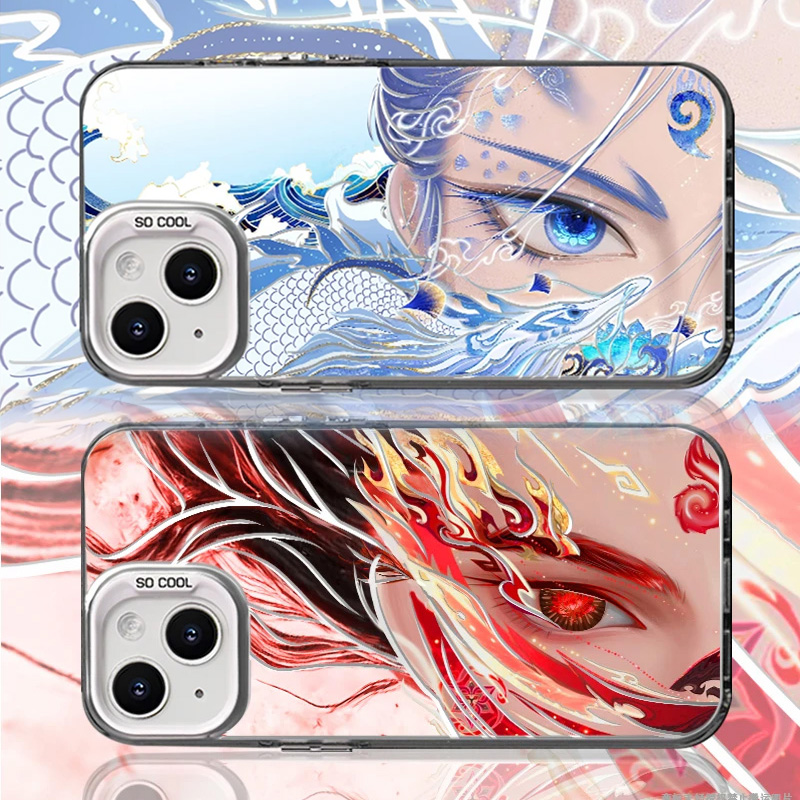 国风蓝色敖丙适用苹果15promax手机壳16pro华为mate60新款pura70元气壳OPPOReno12/vivos19x100女iQOO小米14