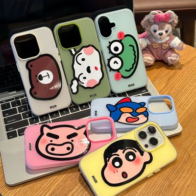 卡通动漫头像合集适用苹果16Promax磨砂肤感手机壳iphone15全包14防摔13小红书网红超火plus小新猪头17Promax