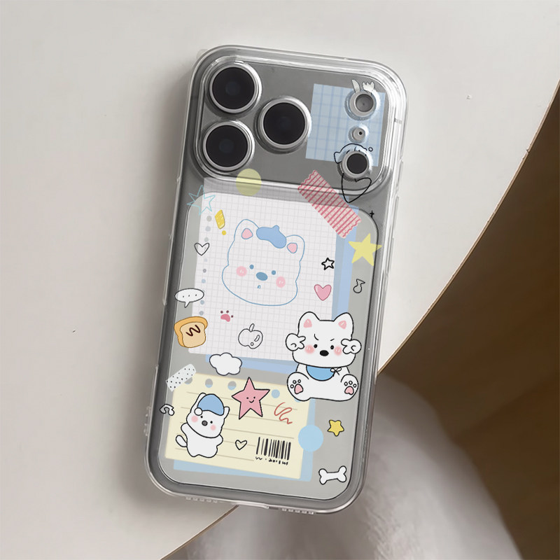 简约标签小白狗适用苹果17promax手机壳iPhone16pro太空壳华为Mate70荣耀300vivox200小米15硅胶OPPOReno13软