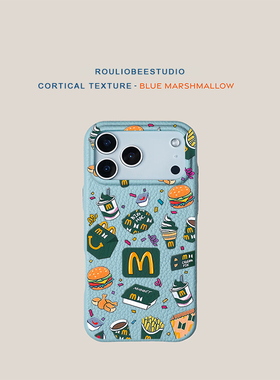 创意绿色M记套餐适用iPhone17promax苹果16Pro手机壳华为Pura70新款高颜值皮纹多色vivox200小米17Promax防摔