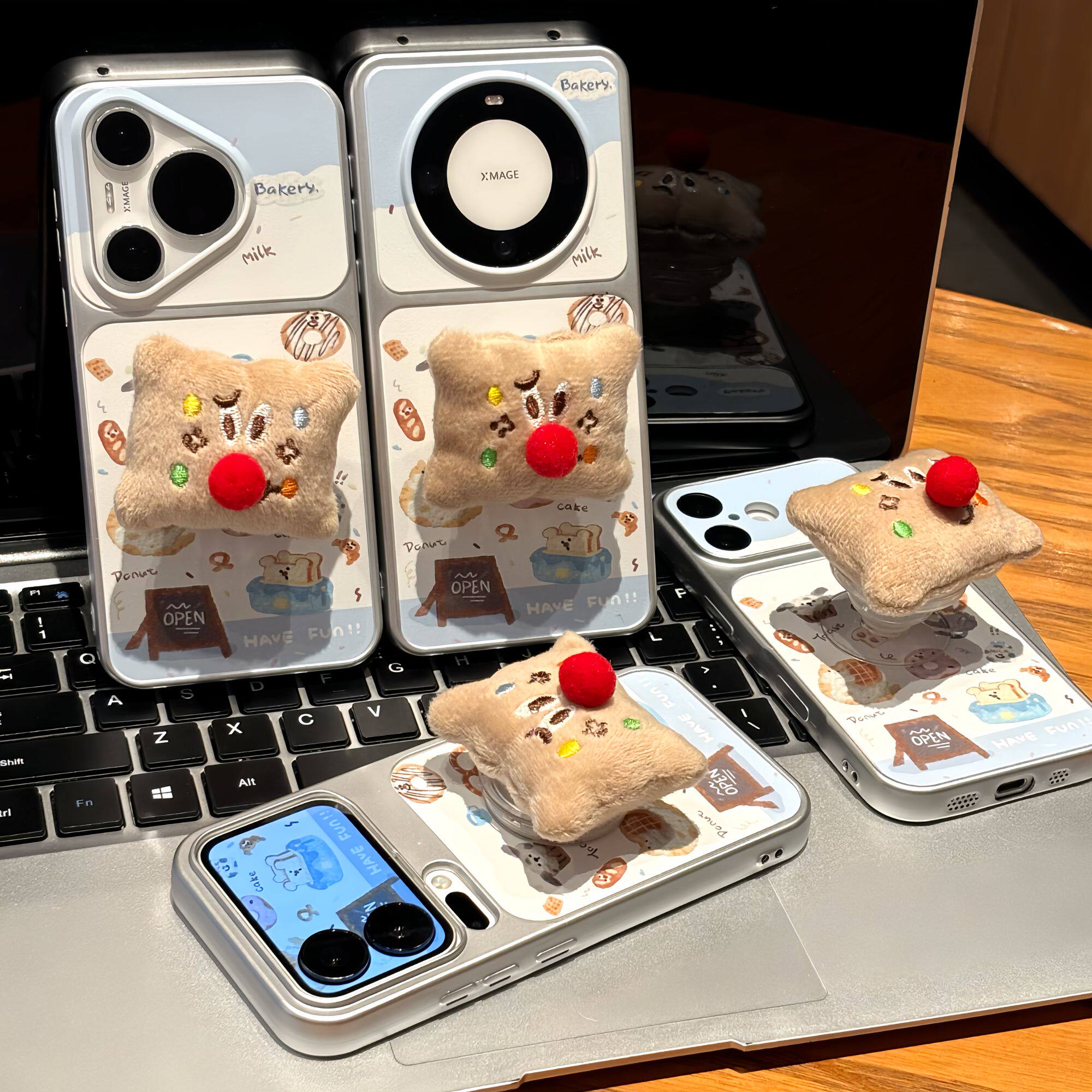 吐司面包表情适用iPhone17Pro苹果18promax枕头支架手机壳华为Mate80新款电镀秒变壳vivox500小米18pro手机套