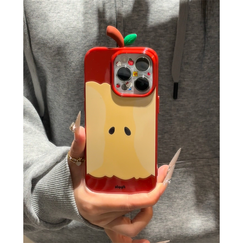 韩系高级感立体苹果核适用苹果16promax手机壳iPhone15新款16保护套13网红超火男女款14全包防摔15pro个性软
