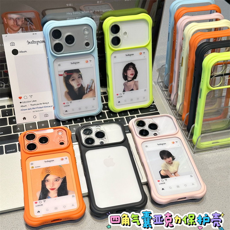 夏日马卡龙撞色适用苹果17promax手机壳iphone16pro新款17男女款14pro可放图片15全包防摔手机套13/14手机套