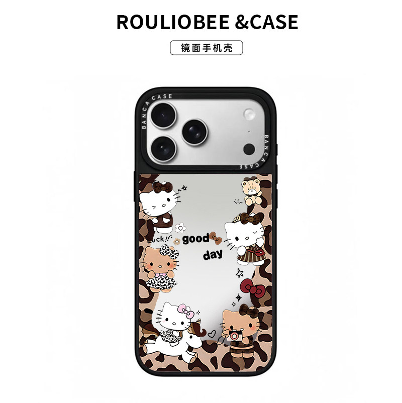 豹纹网红猫咪适用苹果17promax手机壳iphone18pro新款潮牌镜面华为Mate70/60男女款vivox300防摔小米17pro软