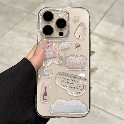 适用苹果16promax手机壳新款iphone16可爱猫咪16pro高级感plus全包防摔15透明14贴纸13华为荣耀vivo小米oppo