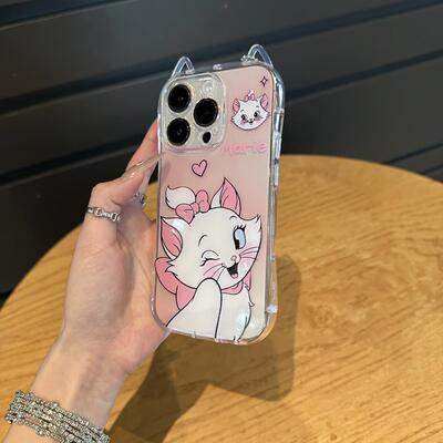 爱心粉玛丽猫适用苹果15promax手机壳iphone16pro新款16promax可爱卡通13小众12保护套11防摔14pro软壳78plus
