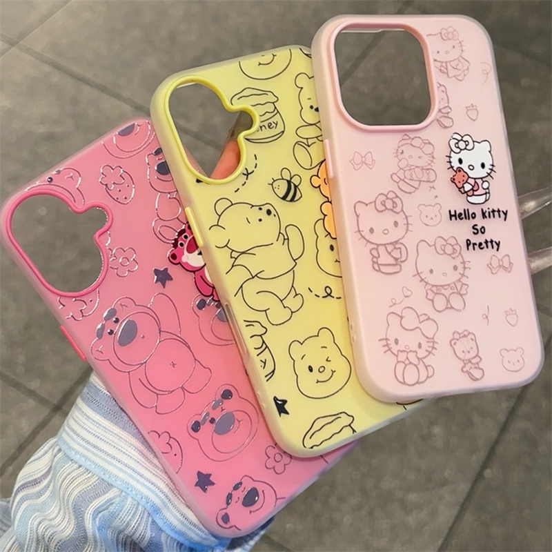 帕恰狗凯蒂猫适用苹果15pro手机壳iPhone16promax库洛米14维尼熊13/12草莓熊11情侣多巴胺肤感磨砂保护壳plus