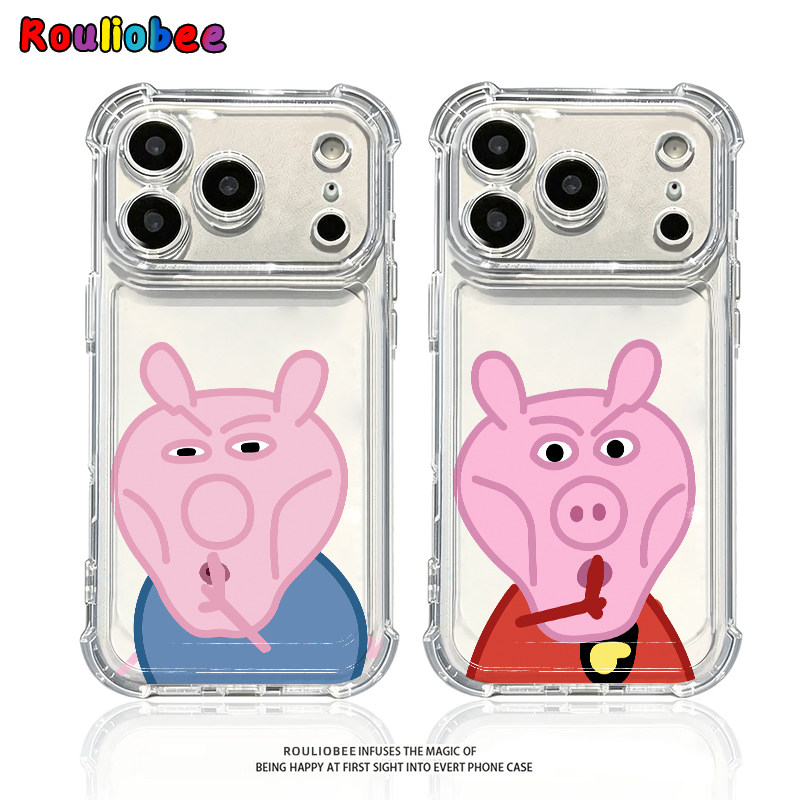 卡通小猪佩奇适用iPhone17promax苹果16Pro手机壳华为Mate80/70新款透明气囊壳vivox300防摔小米17Pro手机套