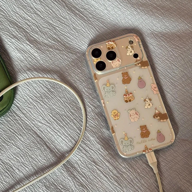 可爱大象小熊茄子适用苹果17promax手机壳iPhone16pro太空壳华为Mate70防摔Reno13vivox200小米15硅胶荣耀300