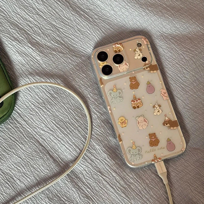 可爱大象小熊茄子适用苹果17promax手机壳iPhone16pro太空壳华为Mate70防摔Reno13vivox200小米15硅胶荣耀300