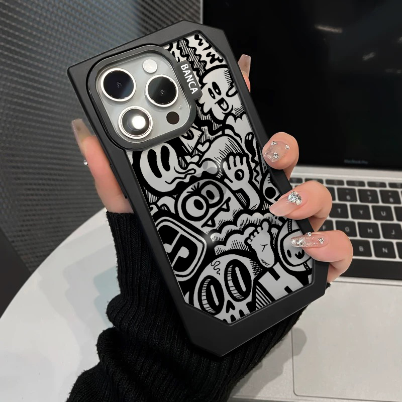 潮流涂鸦适用苹果16promax手机壳新款透明iPhone15pro创意个性高级感13保护套12硅胶全包11防摔xs网红XR情侣