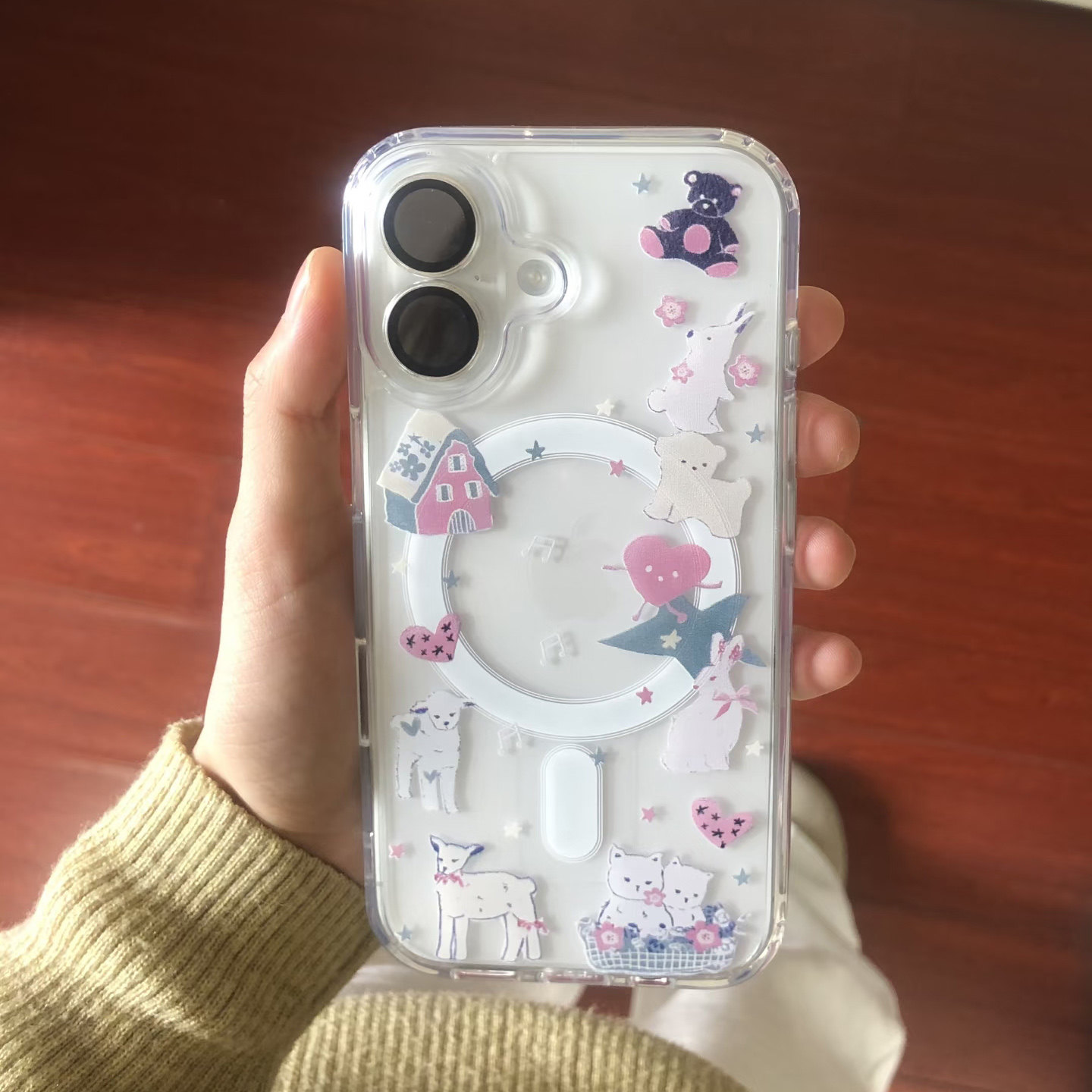 可爱彩绘动物适用于苹果17Promax磁吸手机壳iphone16Pro男女款14透明13保护套12mini硅胶软7/8plus防摔17air