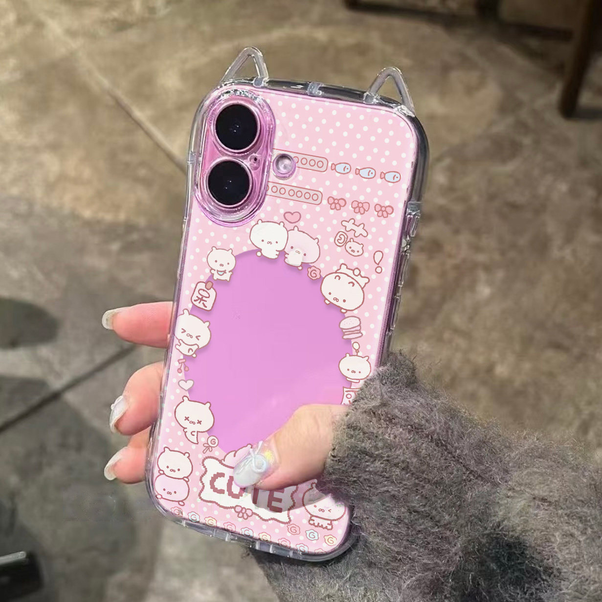 兔丸粉相框适用苹果16promax手机壳iPhone15新款16pro保护套7/7plus小蛮腰猫耳朵xr男女款14全包防摔15promax