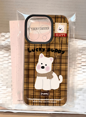 围巾咖色西高地适用苹果15手机壳16Pro卡通vivox100透明红米note13防摔小米14一加华为pura70荣耀200硅胶OPPO