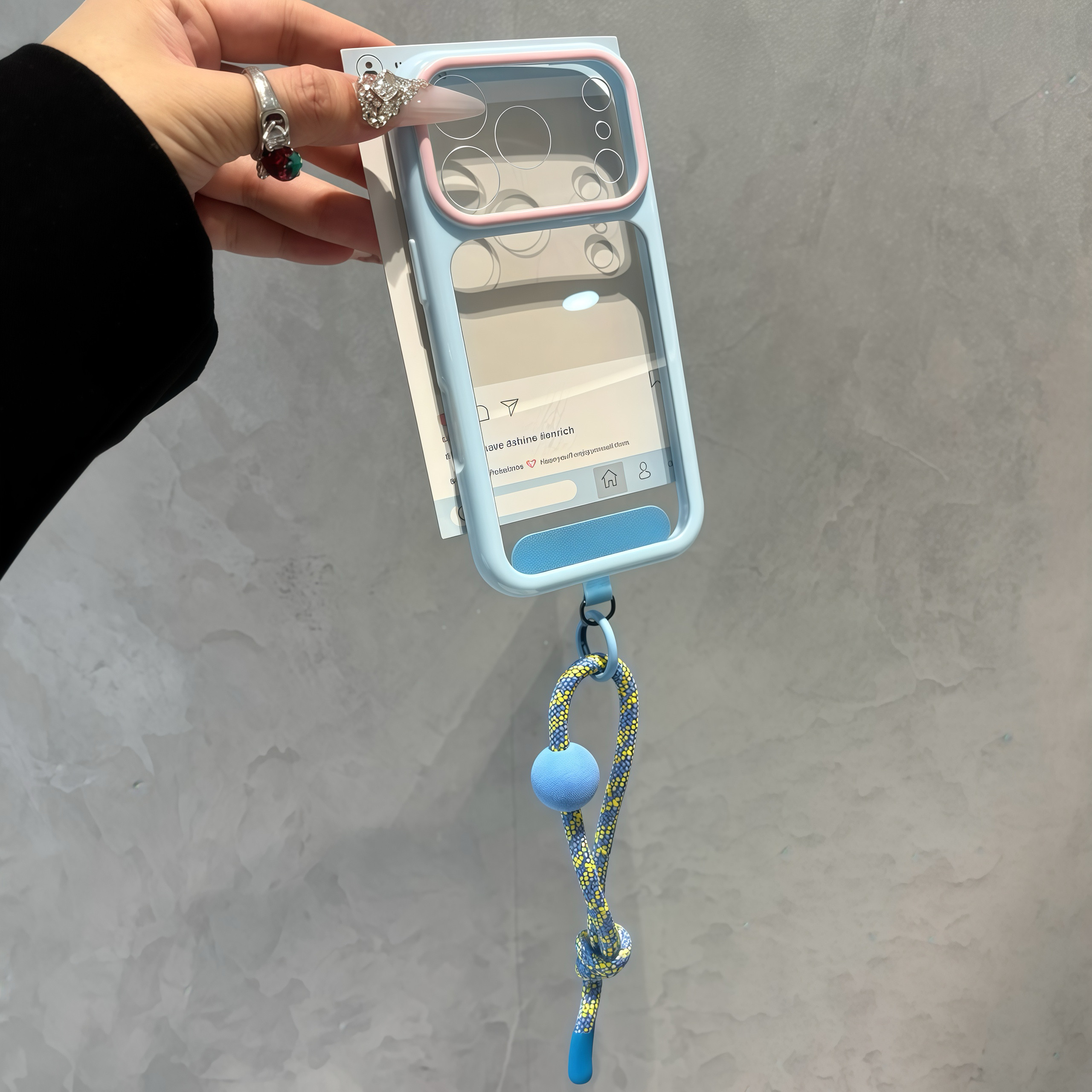 ins多巴胺拼色适用iPhone17promax挂绳手机壳苹果16pro新款星空壳华为Mate80创意Reno15防摔小米17pro保护套