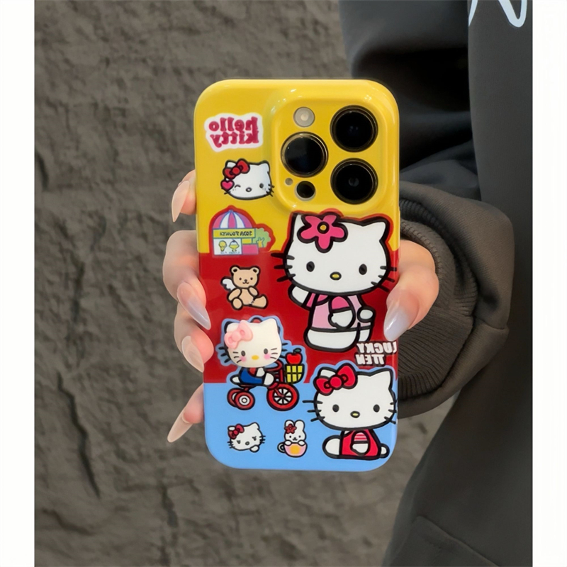 网红开车kt猫适用苹果16手机壳iPhone15Promax菲林壳新款华为mate70情侣nova13创意红米note14防摔硬vivoOPPO