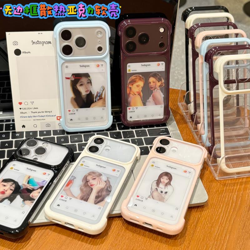 无边框散热糖果壳适用iPhone17promax苹果18ProMax半包保护套16pro酒红14新款13pro创意12男女款11简约手机壳