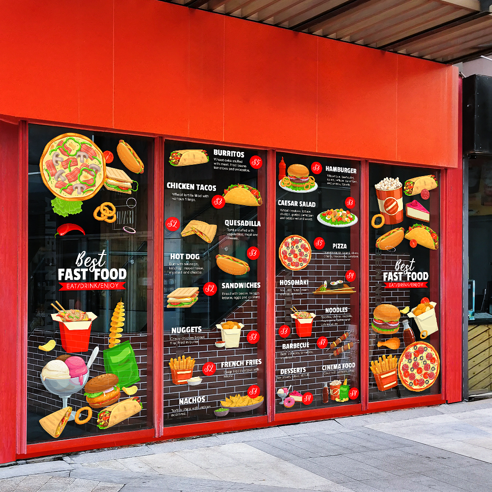 美味菜单汉堡薯条披萨甜品快餐店