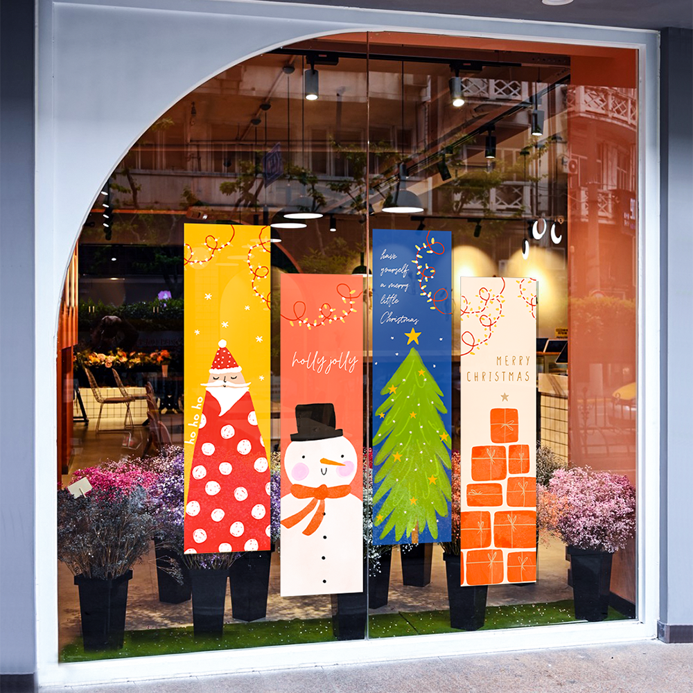 静电吸附橱窗圣诞节玻璃贴纸美哲